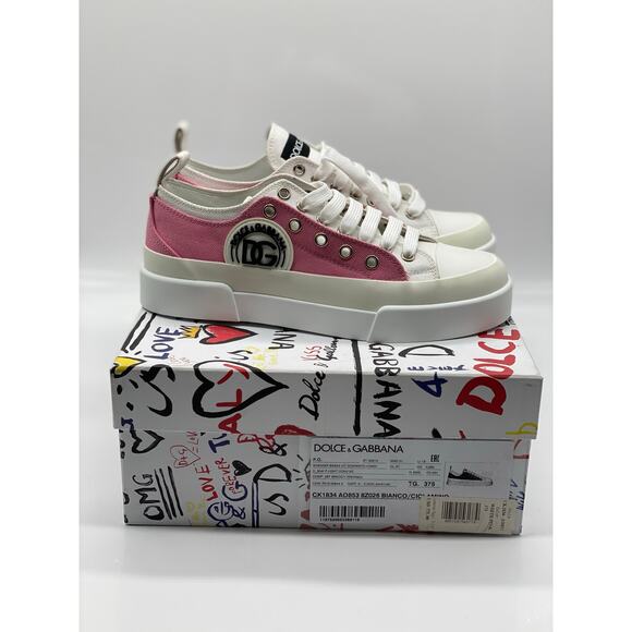 Dolce & Gabbana Portofino Light DG Logo Canvas Sneakers sz. 37.5 EU (7.5 US) - Picture 9 of 12